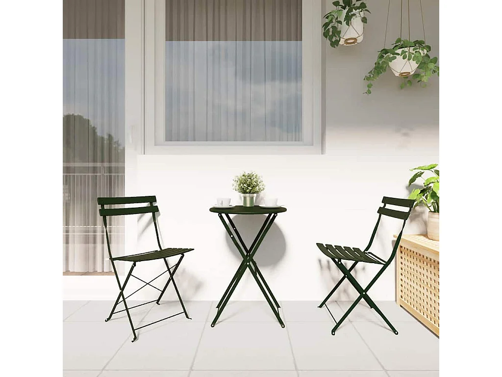 Silla de jardín plegable 2 piezas verde 42 x 46 x 82 cm acero