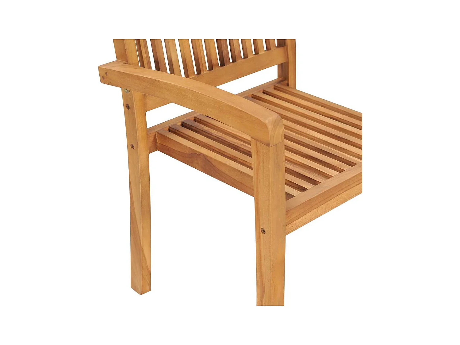 Chaises de jardin empilables avec coussins lot de 4 Teck solide