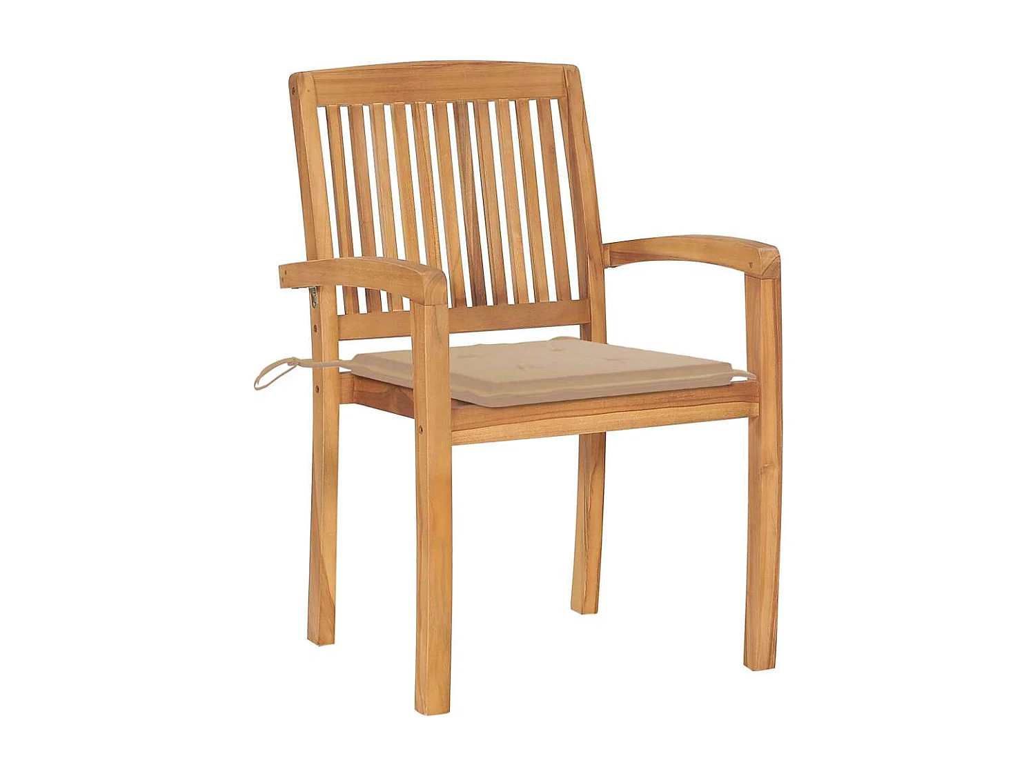 Chaises de jardin empilables avec coussins lot de 4 Teck solide