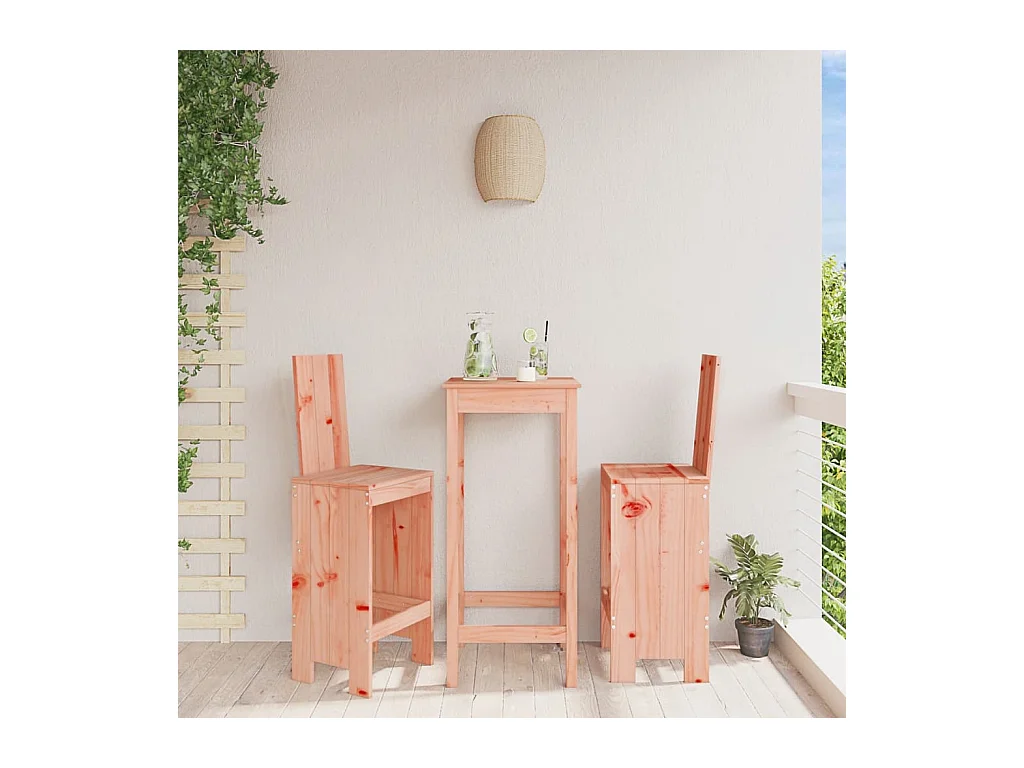 Set di 2 sgabelli da bar 40x42x120 cm in legno massello di douglas