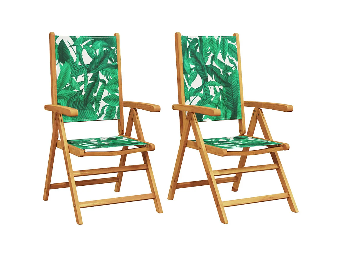 Chaises de jardin lot de 2 motif de feuilles acacia et tissu