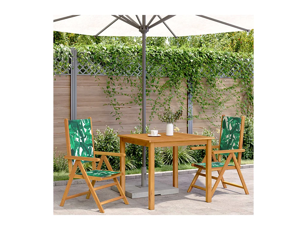 Chaises de jardin lot de 2 motif de feuilles acacia et tissu