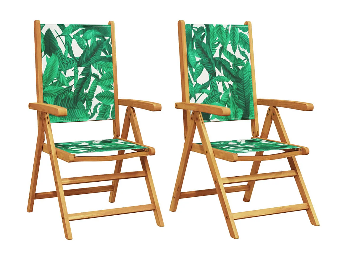 Chaises de jardin lot de 2 motif de feuilles acacia et tissu
