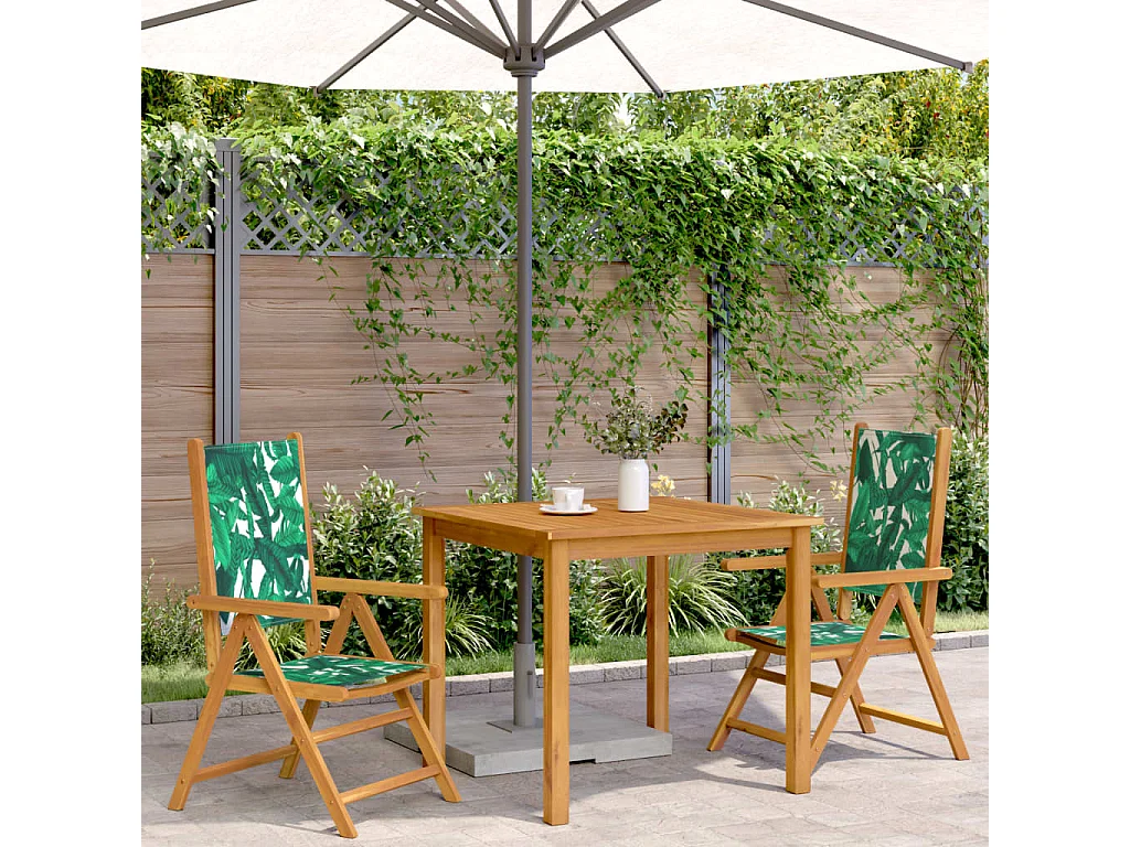 Chaises de jardin lot de 2 motif de feuilles acacia et tissu