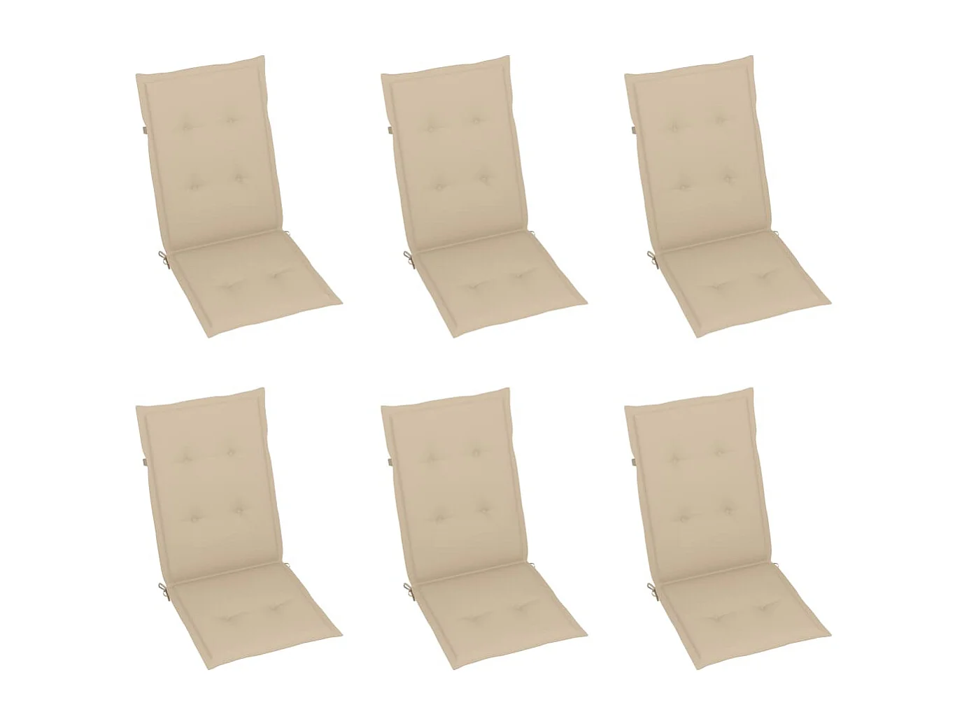 Chaises de jardin lot de 6 avec coussins beige Bois teck massif