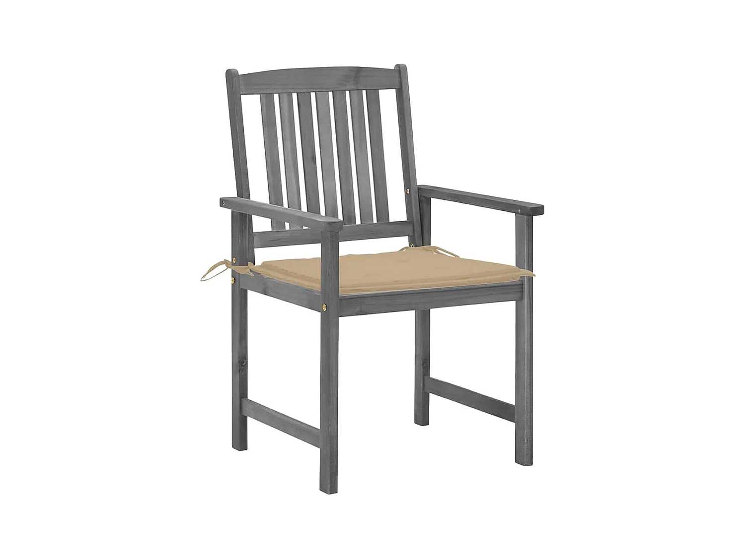 Set di 4 sedie e cuscini da giardino in legno massello di acacia grigio