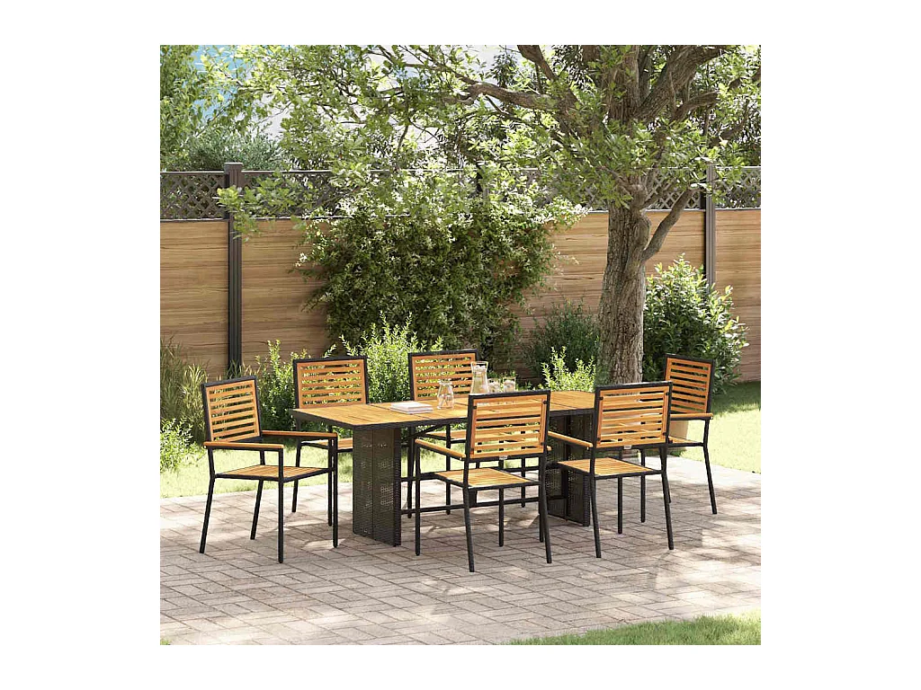 Ensemble de salle à manger pour jardin 5 pcs Noir