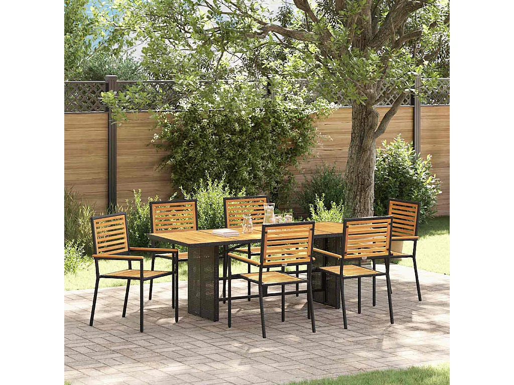 Ensemble de salle à manger pour jardin 5 pcs Noir