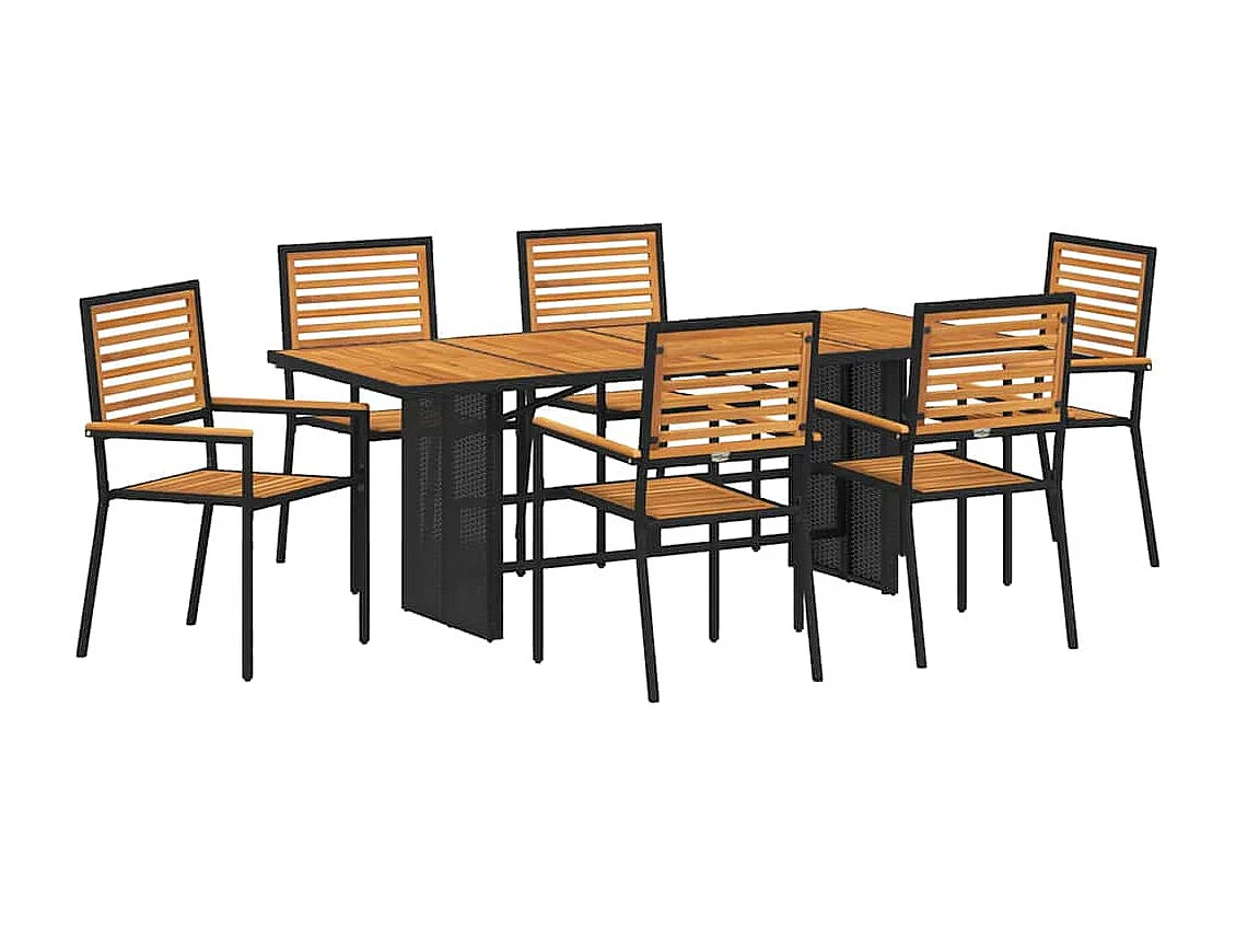 Ensemble de salle à manger pour jardin 5 pcs Noir