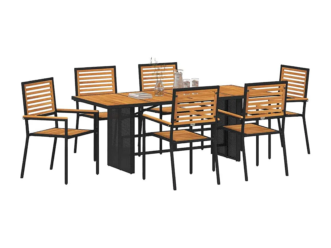 Ensemble de salle à manger pour jardin 5 pcs Noir