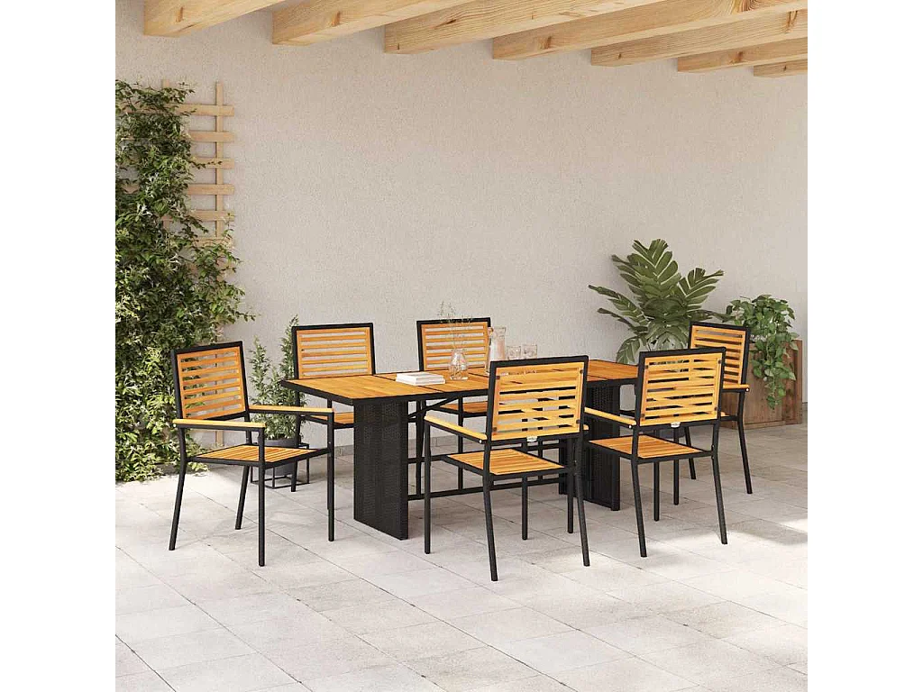 Ensemble de salle à manger pour jardin 5 pcs Noir