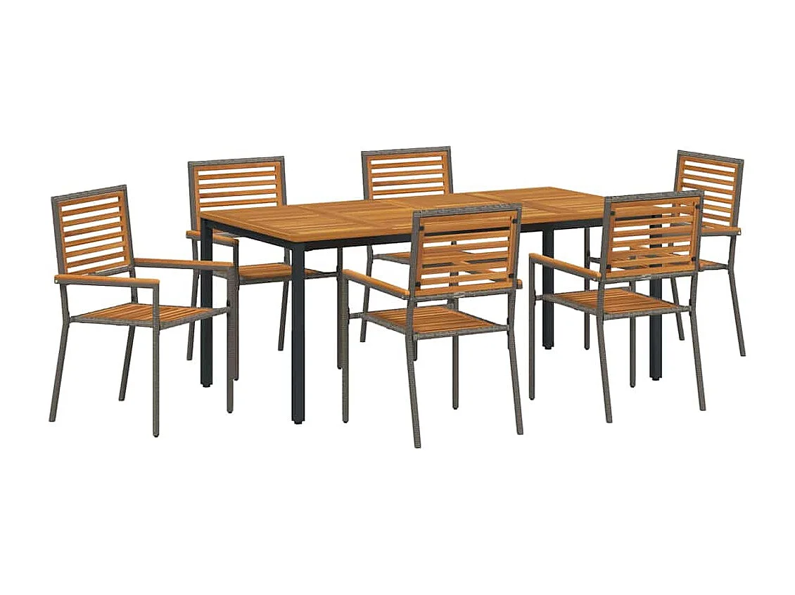 Ensemble de salle à manger pour jardin 7 pcs Gris