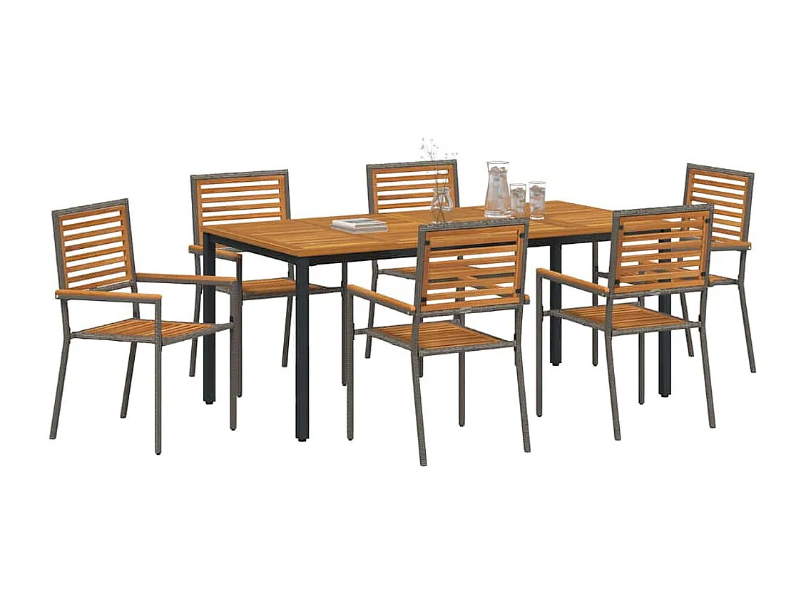 Ensemble de salle à manger pour jardin 7 pcs Gris