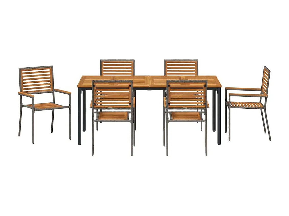 Ensemble de salle à manger pour jardin 7 pcs Gris