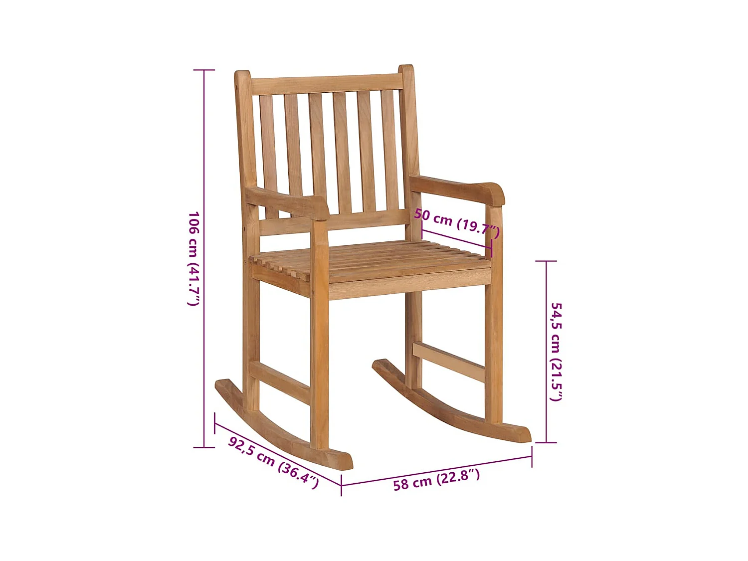 Chaise à bascule avec coussin taupe Bois de teck solide