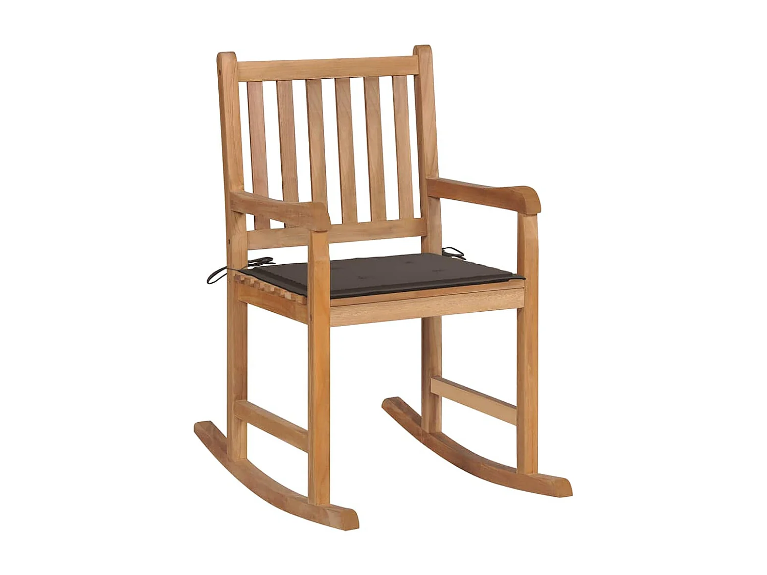 Chaise à bascule avec coussin taupe Bois de teck solide