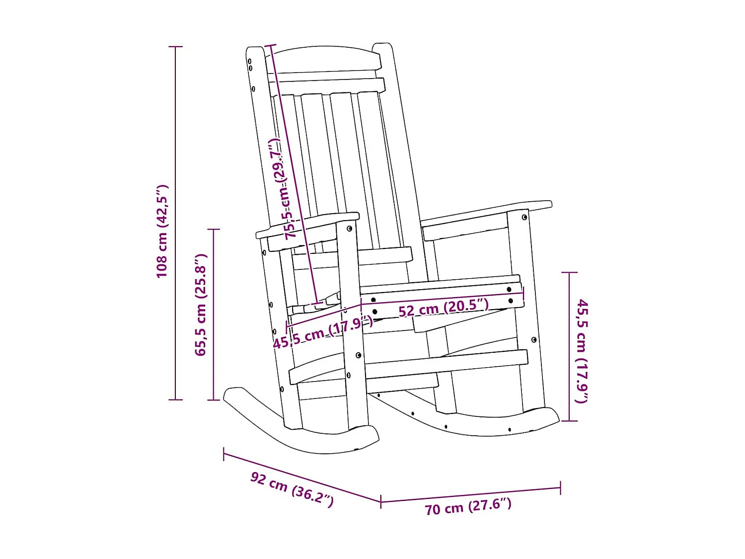 Marineblauwe tuinschommelstoel 70 x 92 x 108 cm