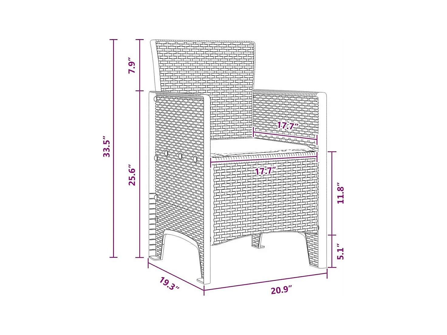 Chaise de jardin 4 pcs Blanc 53 x 49 x 85 cm PP