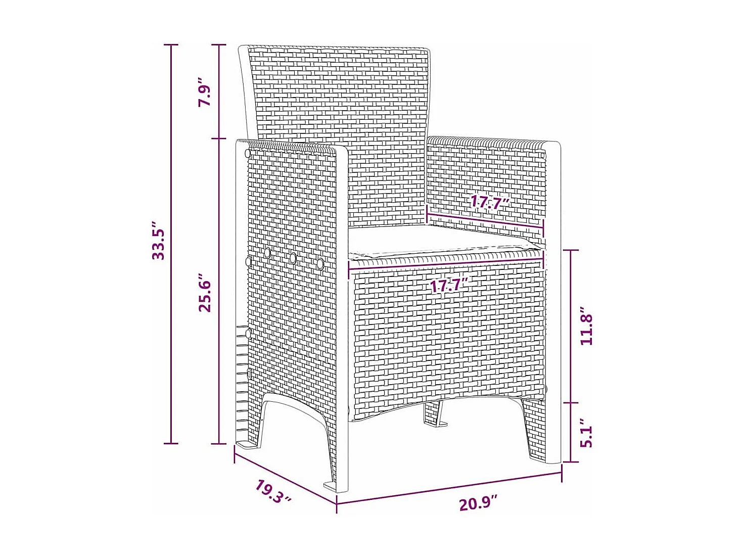 Chaise de jardin 4 pcs Blanc 53 x 49 x 85 cm PP