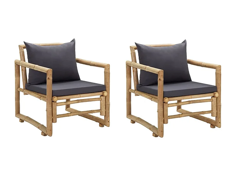 Chaises de jardin avec coussins lot de 2 Bambou