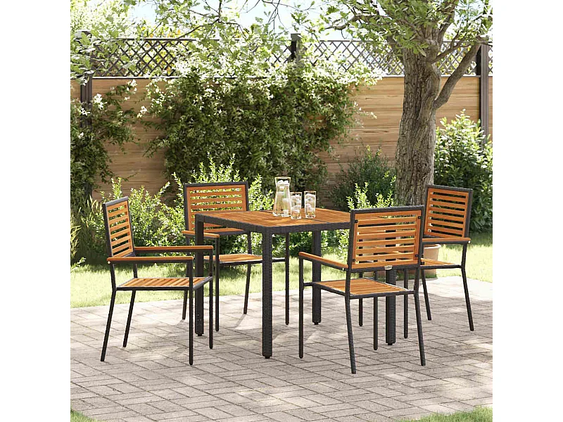 5-delige tuinset, zwart, hout