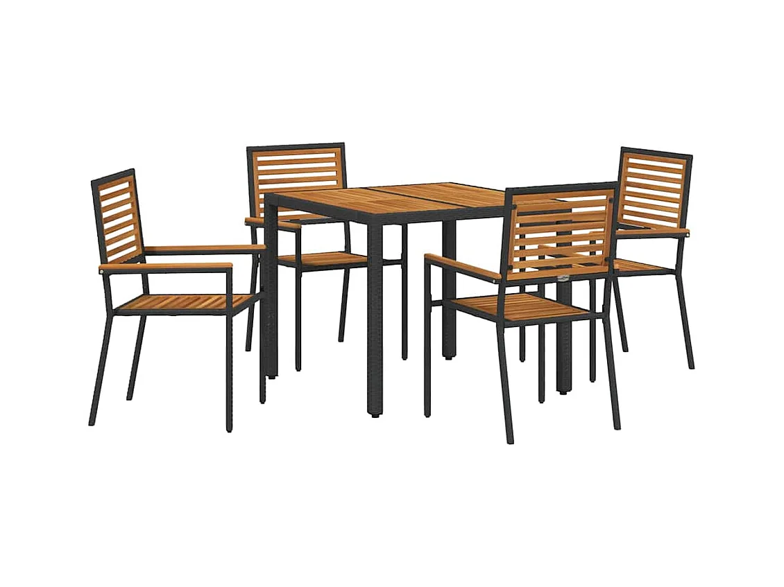 5-delige tuinset, zwart, hout