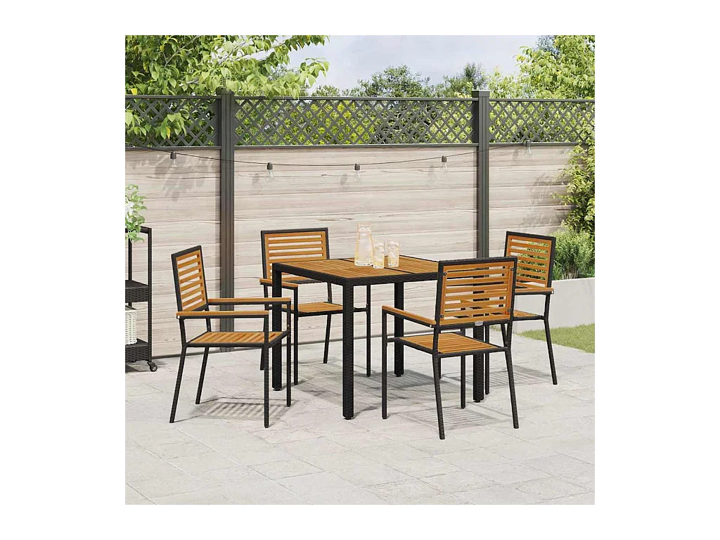 5-delige tuinset, zwart, hout