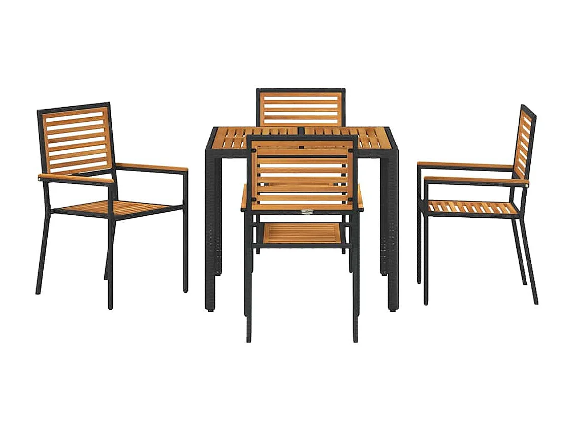 5-delige tuinset, zwart, hout