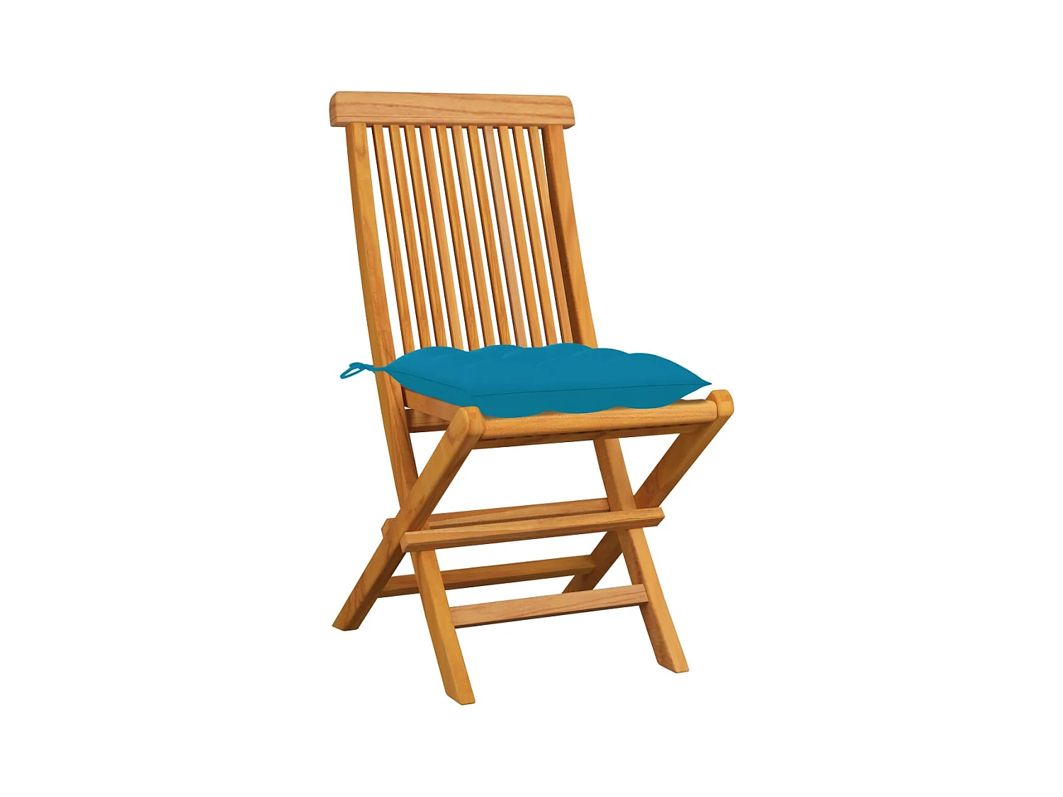 Tuinstoelen met lichtblauwe kussens set van 4 massief teakhout