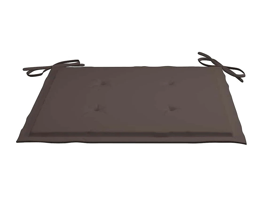 Set van 2 tuinstoelen met taupe kussens. Massief teakhout.