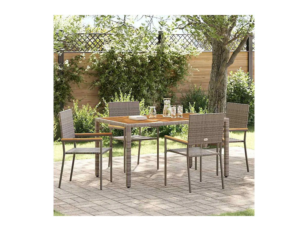 Chaises empilables de jardin 4 pcs Gris, Marron