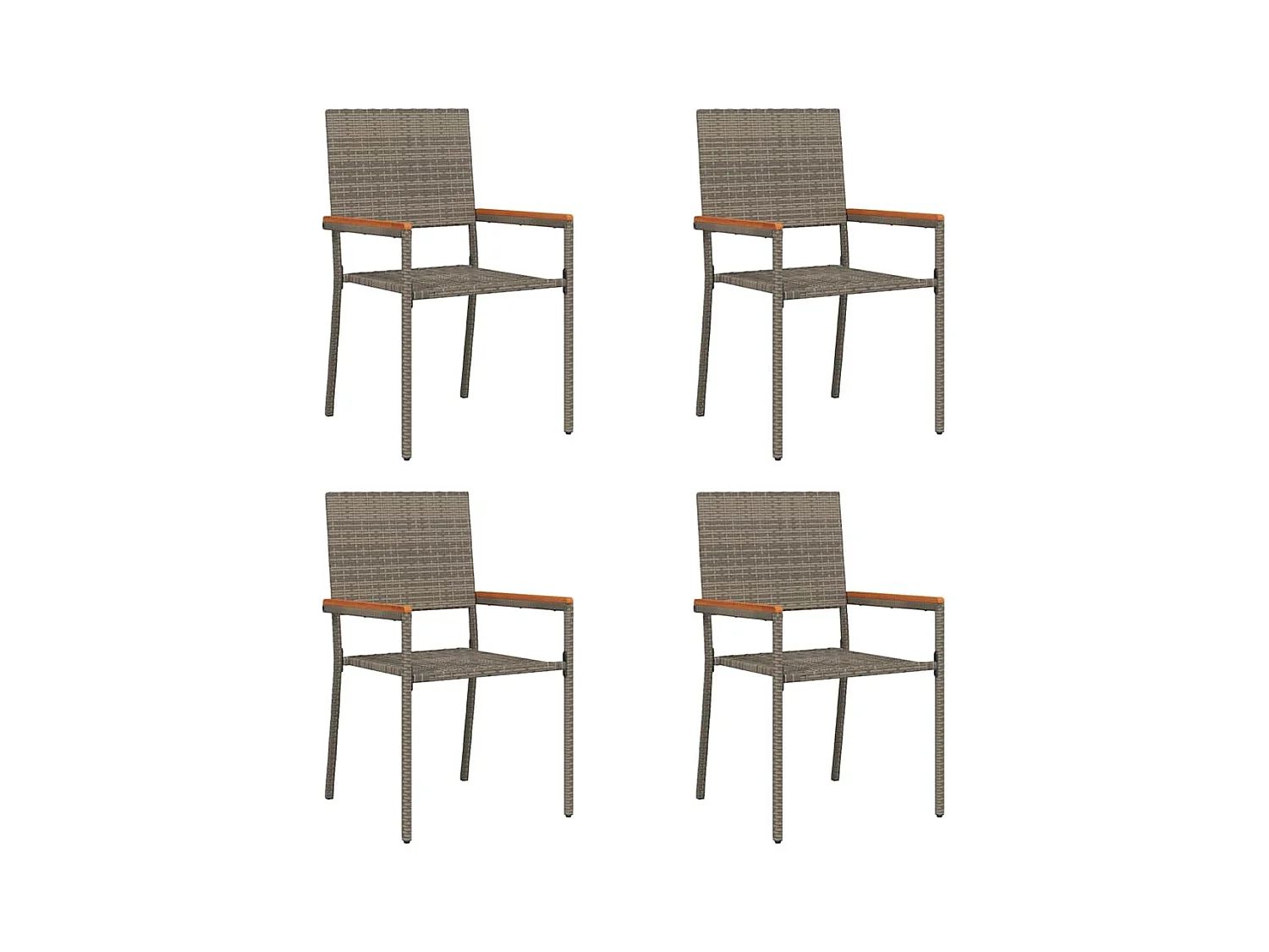 Chaises empilables de jardin 4 pcs Gris, Marron