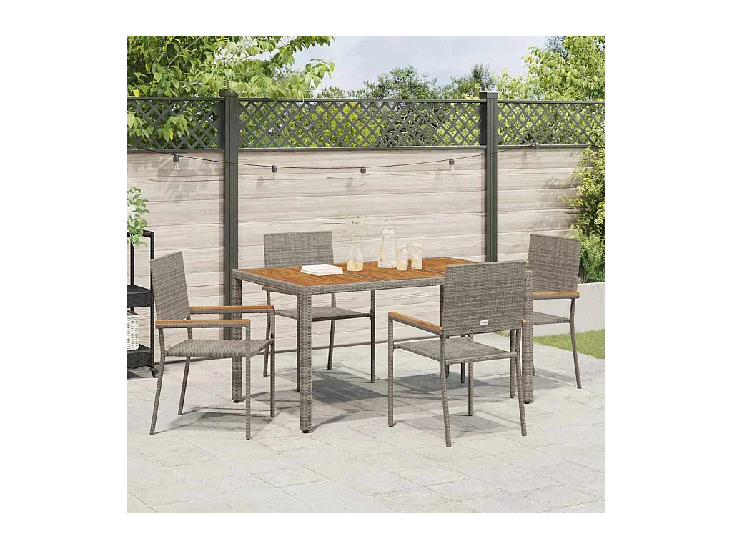 Chaises empilables de jardin 4 pcs Gris, Marron