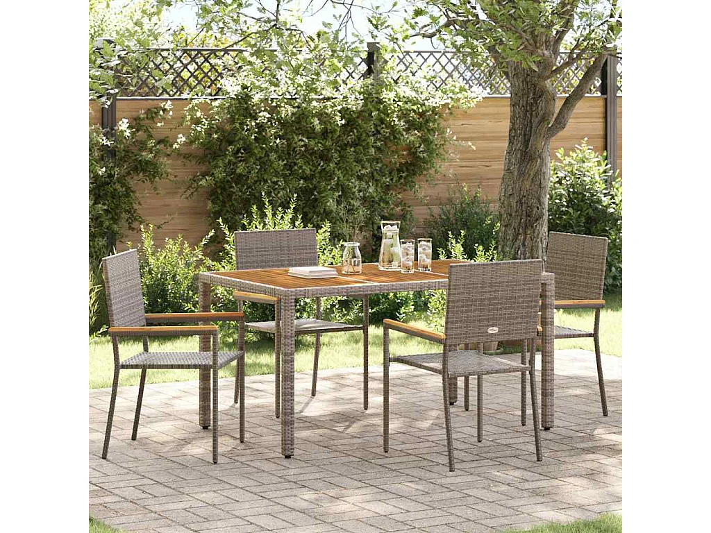 Chaises empilables de jardin 4 pcs Gris, Marron