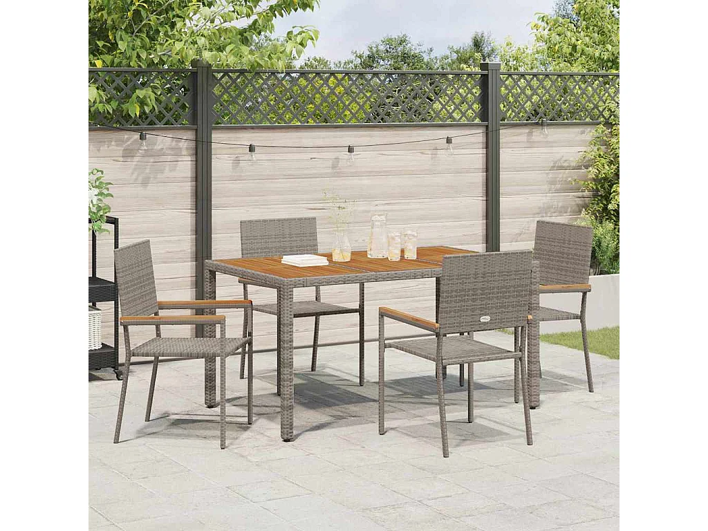 Chaises empilables de jardin 4 pcs Gris, Marron