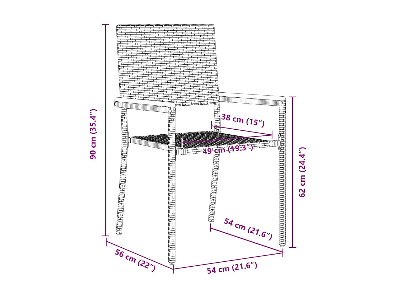 Chaises empilables de jardin 4 pcs Gris, Marron