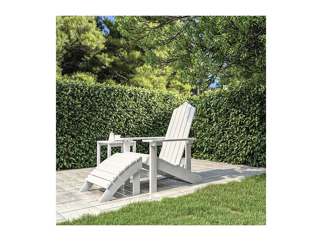 Adirondack Tuinstoel met Voetensteun HDPE Wit