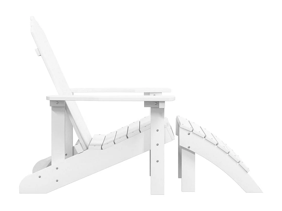 Sedia da giardino Adirondack con poggiapiedi HDPE bianco