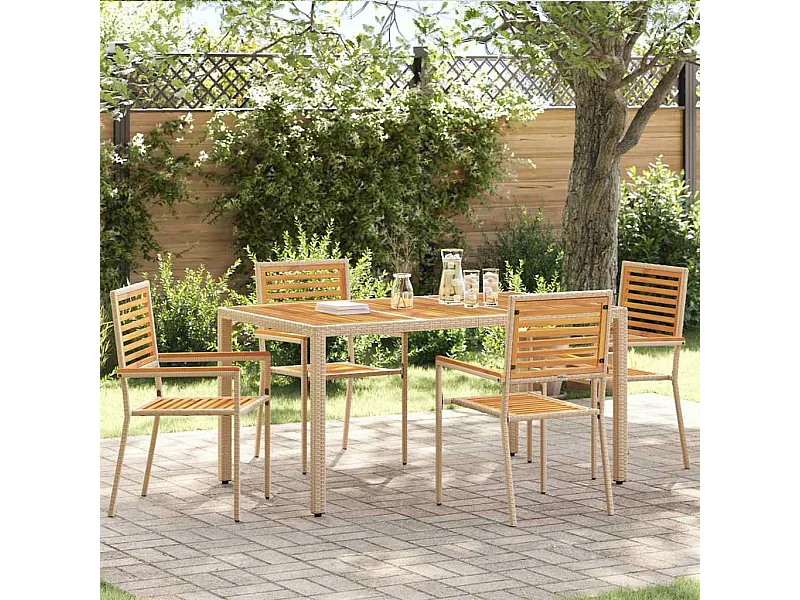 Chaises empilables de jardin 4 pcs Marron, Beige