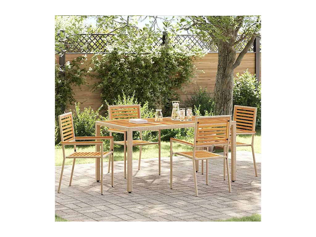 Chaises empilables de jardin 4 pcs Marron, Beige