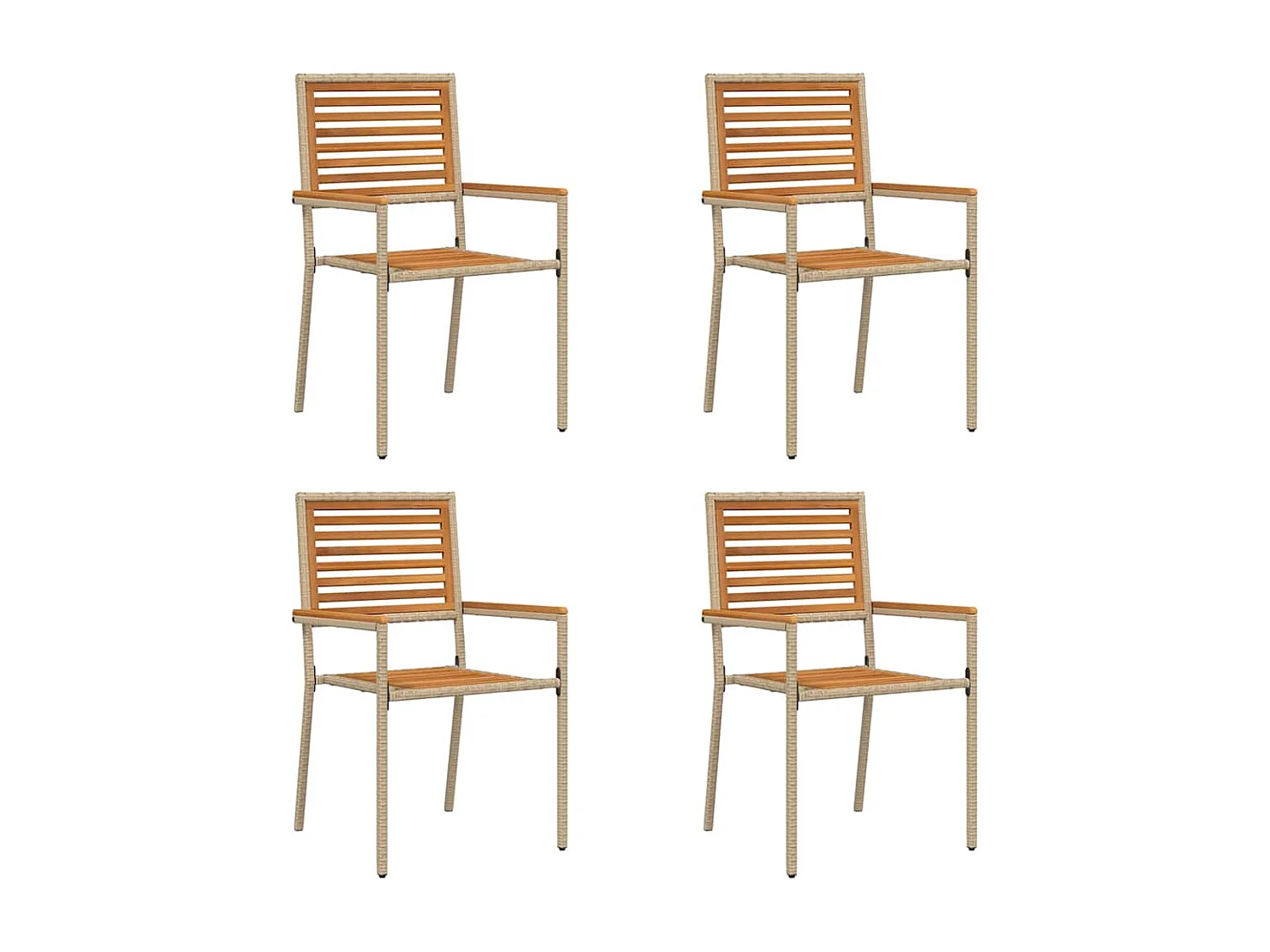 Chaises empilables de jardin 4 pcs Marron, Beige