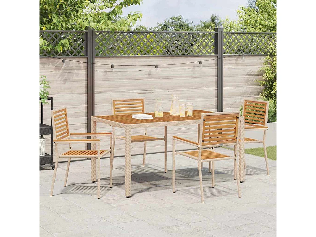 Chaises empilables de jardin 4 pcs Marron, Beige