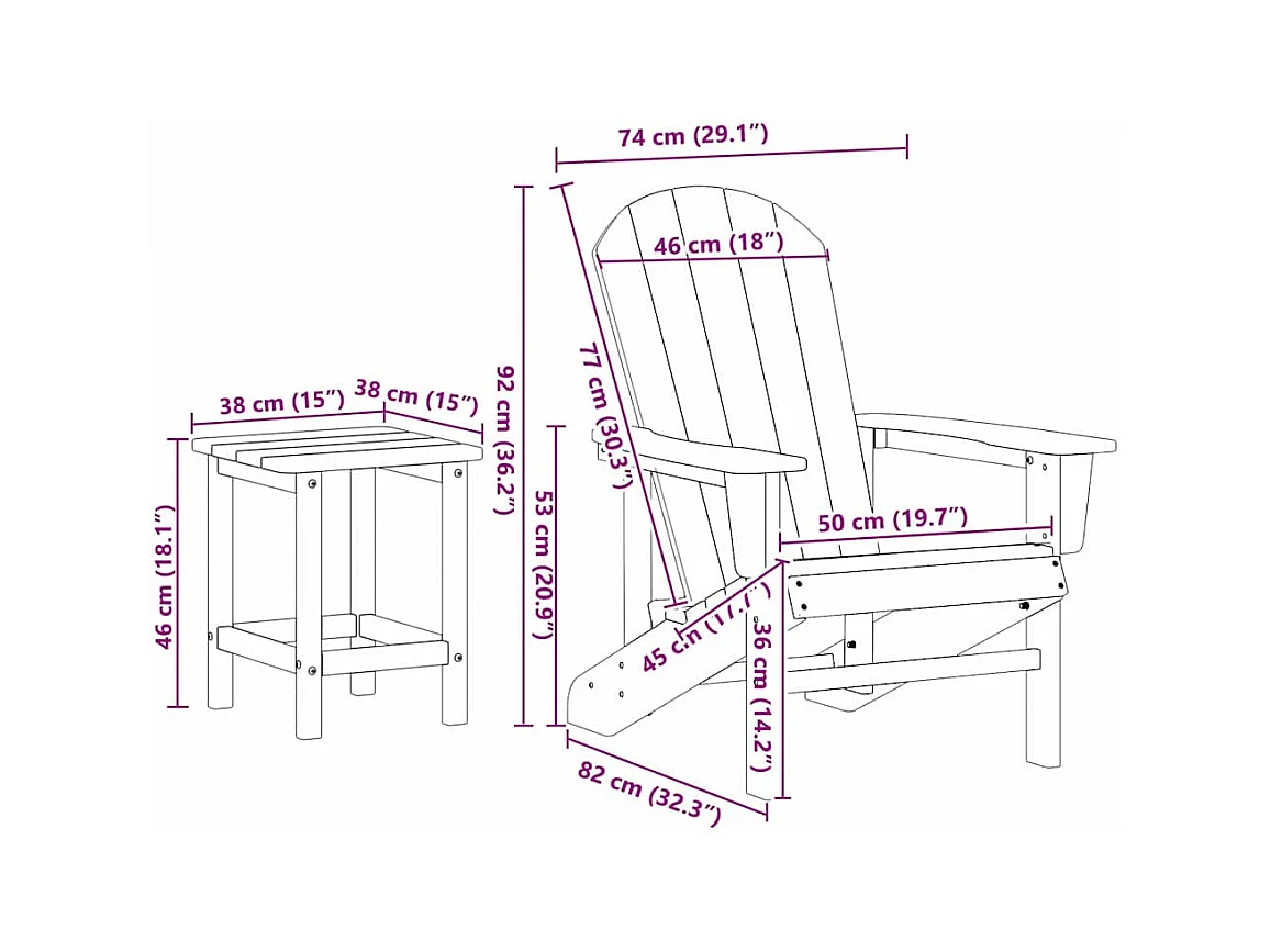 Mobilier de jardin lounge 3 pcs Blanc 38 x 38 x 46 cm
