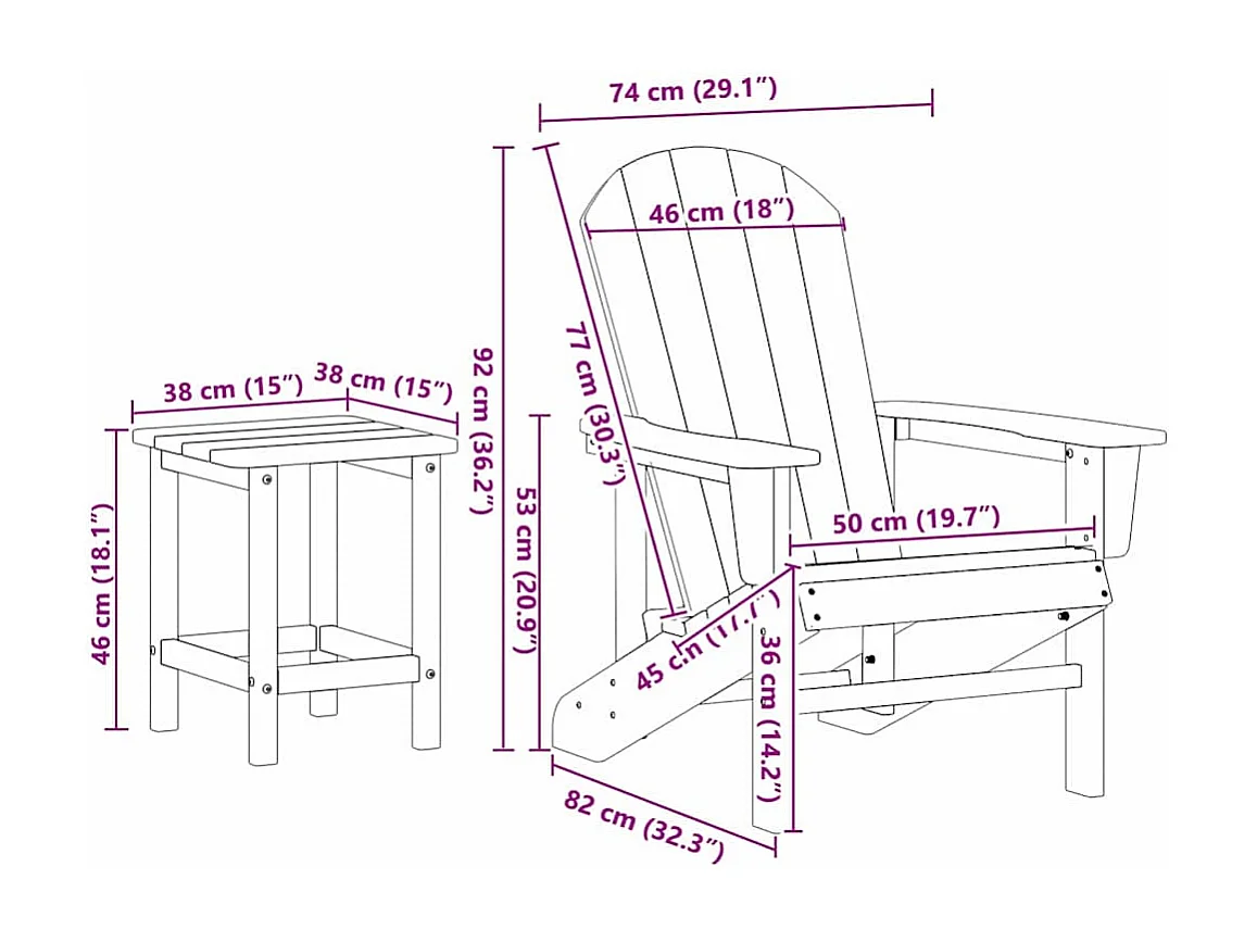 Mobilier de jardin lounge 3 pcs Blanc 38 x 38 x 46 cm