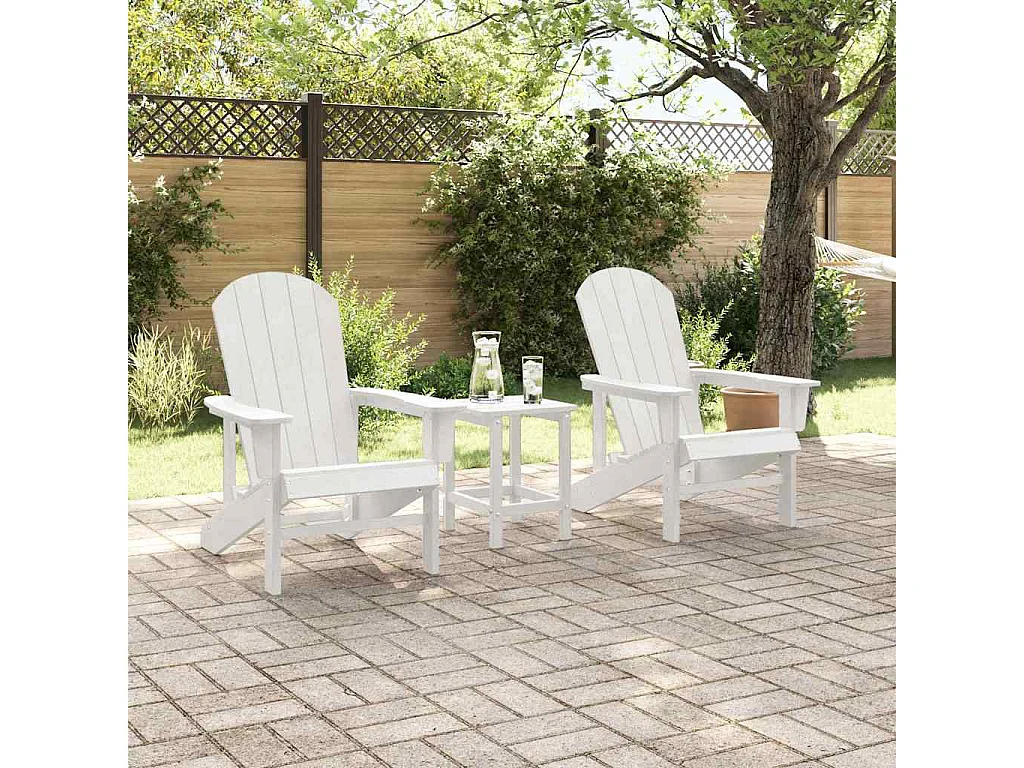 Set di mobili da giardino da 3 pezzi, bianco 38 x 38 x 46 cm