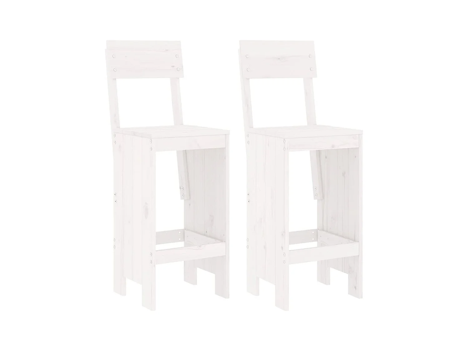 Barhocker 2er Set weiß 40x48,5x115,5cm Kiefer Massivholz