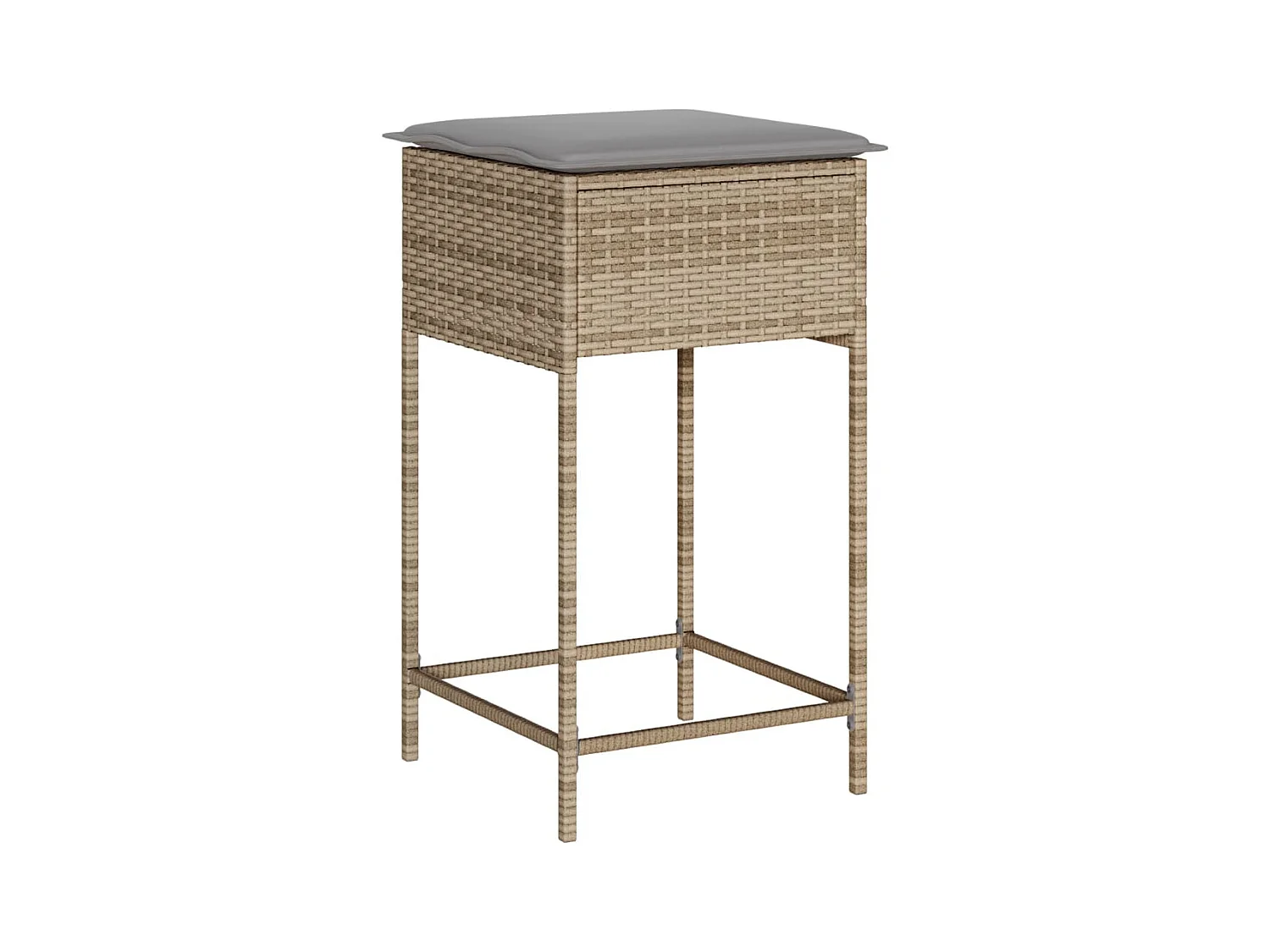 Tabourets de bar jardin avec coussins lot de 2 beige poly rotin