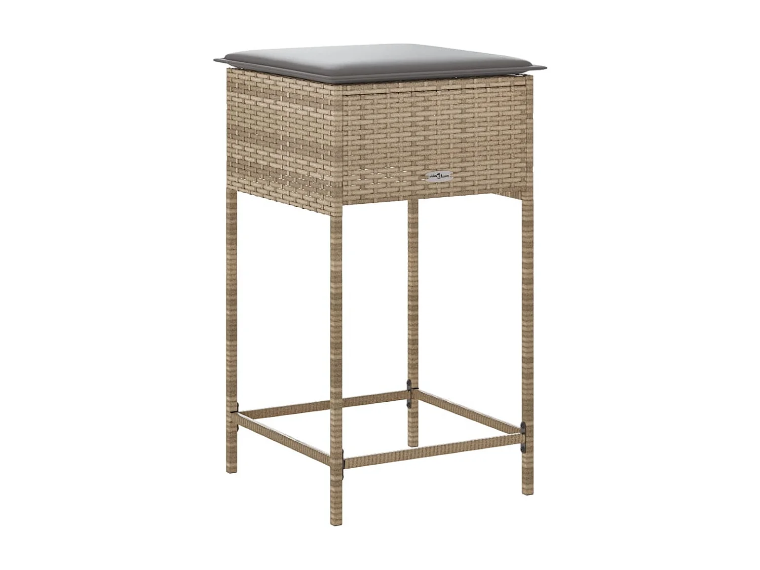 Tabourets de bar jardin avec coussins lot de 2 beige poly rotin