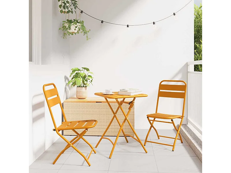 Chaise de jardin pliante 2 pcs Moutarde 55 x 56,5 x 91cm Acier
