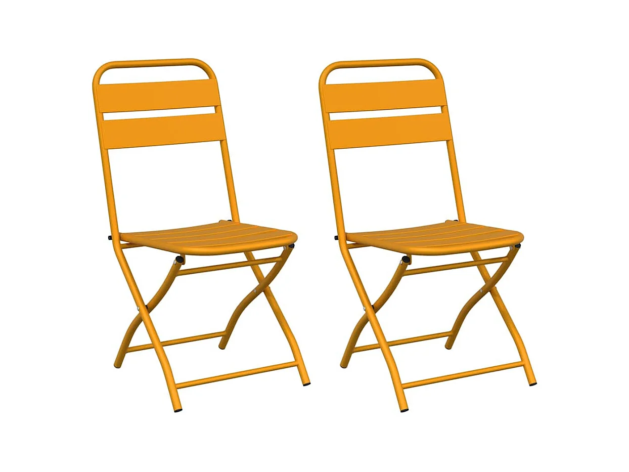 Silla de jardín plegable 2 piezas Mostaza 55 x 56,5 x 91 cm Acero